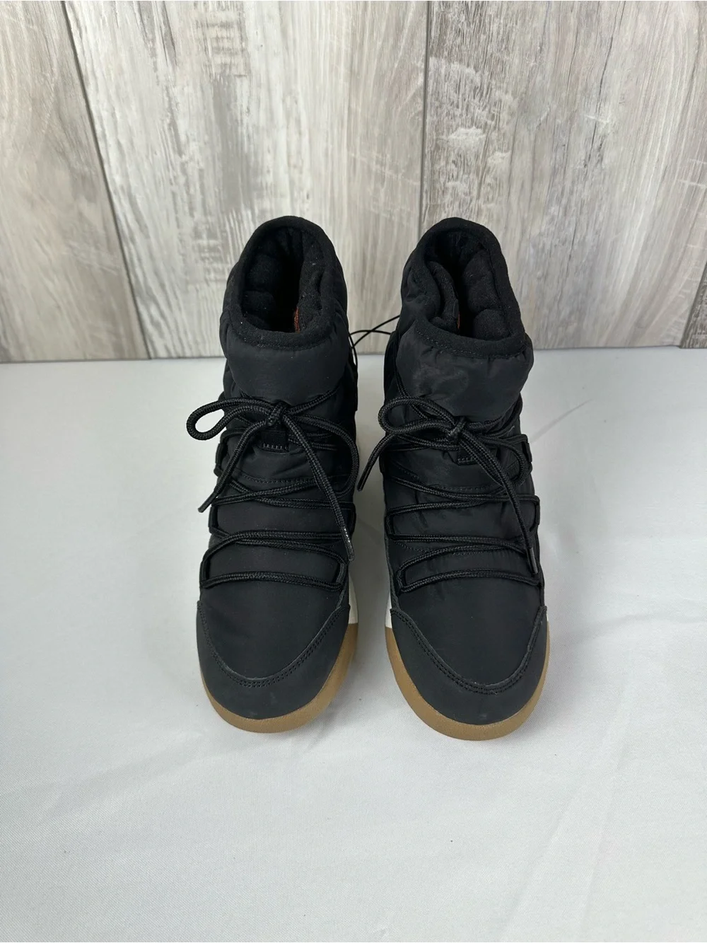 Women's Black Winter Lace-Up Snow Boots -6